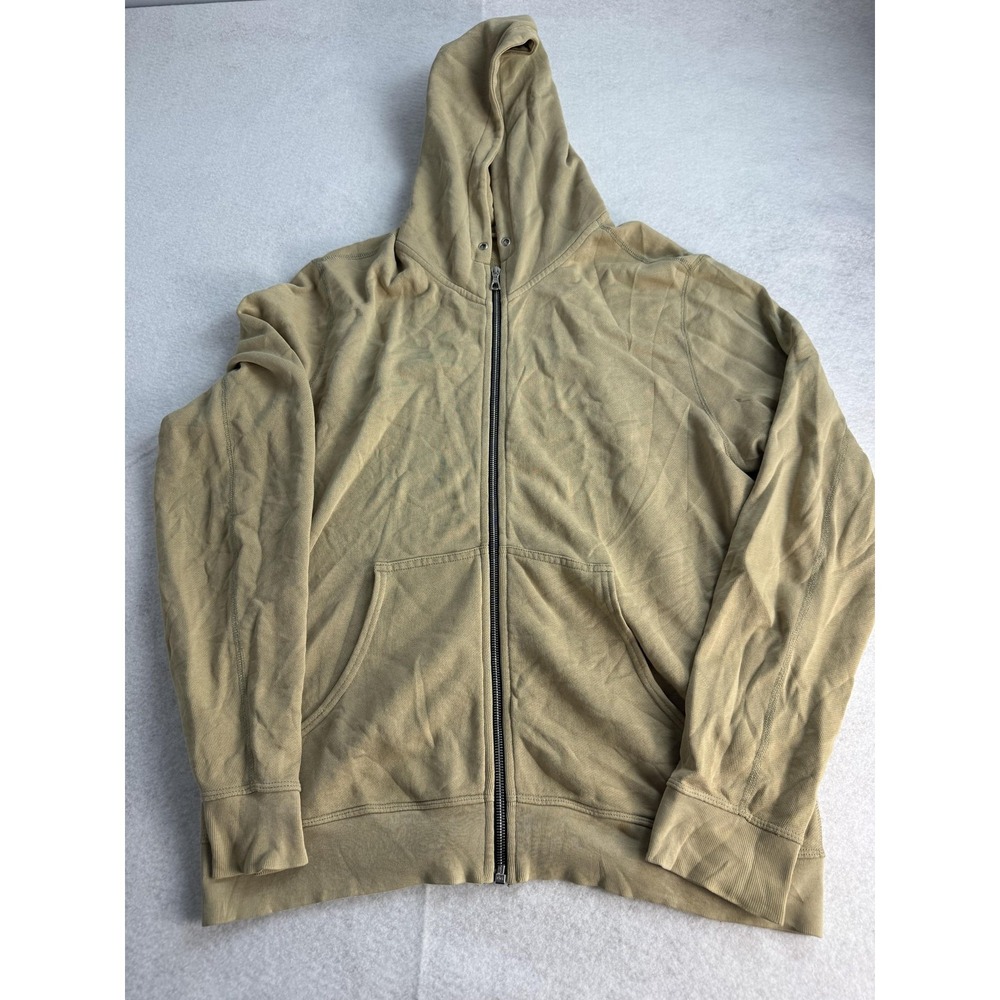 John Elliott Hoodie Mens Large Beige Full Zip Cotton Made USA Sweatshirt